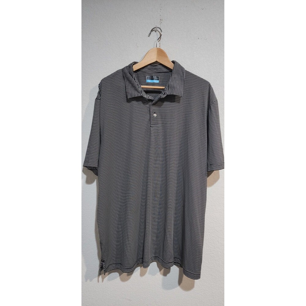 PGA Tour Polo Shirt Men's Size XXL Black White Striped Pro Series Golf
